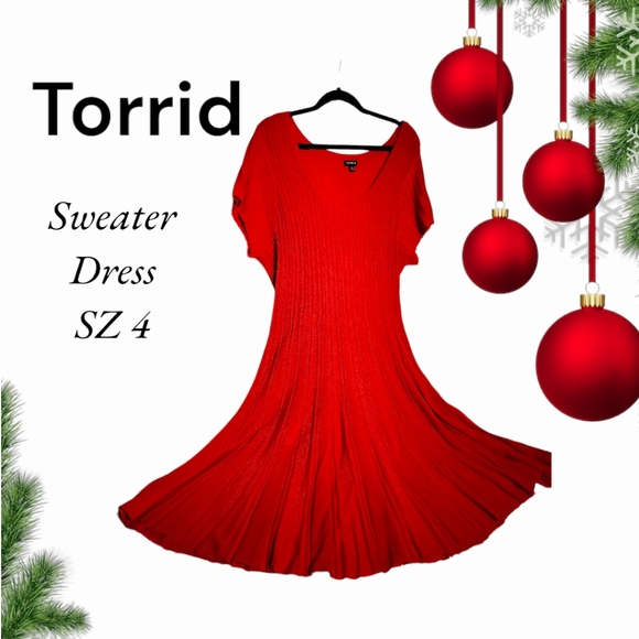 torrid Dresses & Skirts - Torrid Holiday  Red Sweater Dress Torrid sz 4 (24/26) HOLIDAY